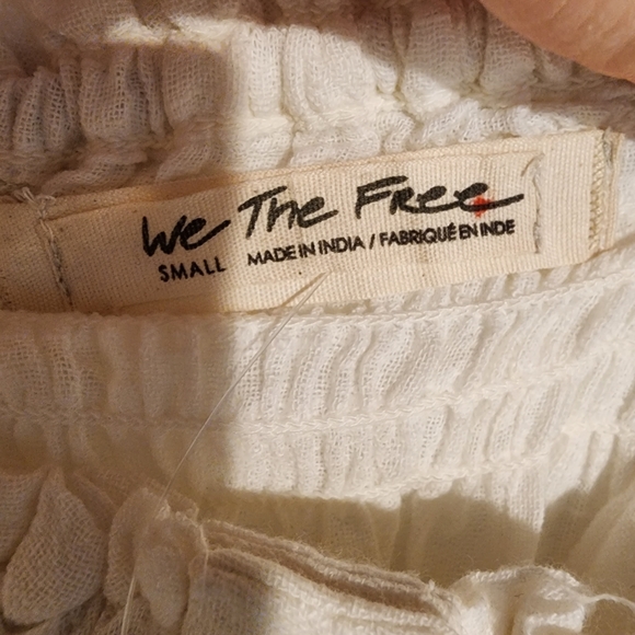 Free People NWT Dancing Till Dawn Top Off Shoulder Crop Elastic Waist Boho Top S - Picture 7 of 12